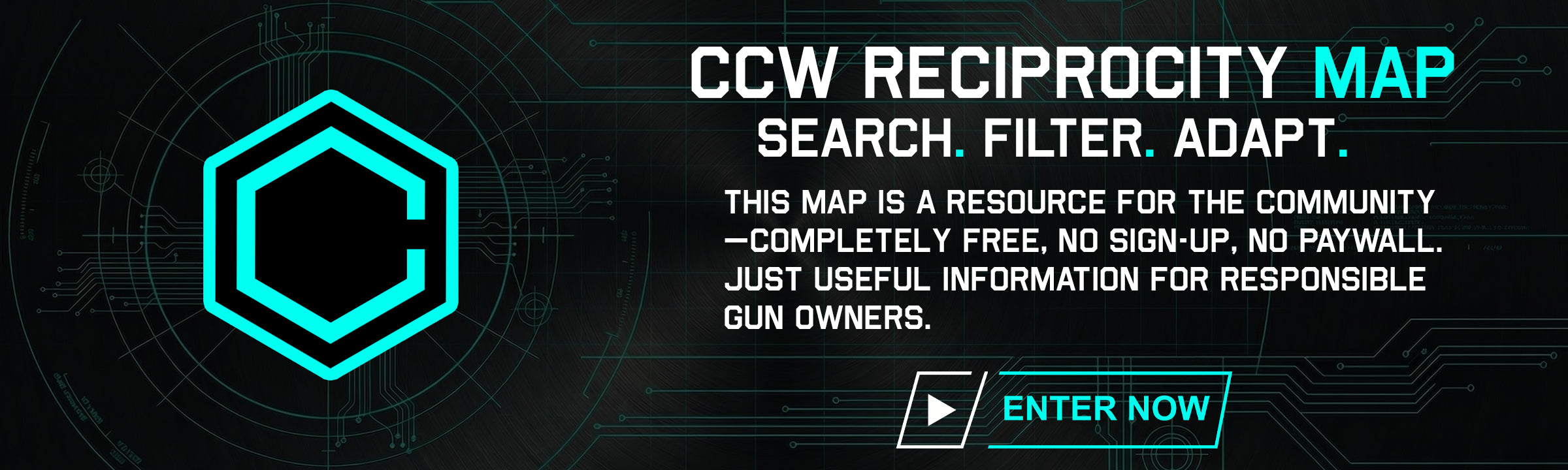 HexCore CCW reciprocity map — see where your permit is honored